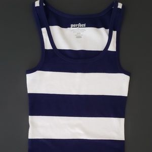 Old Navy Womens Navy and White Stripped Tank Top S